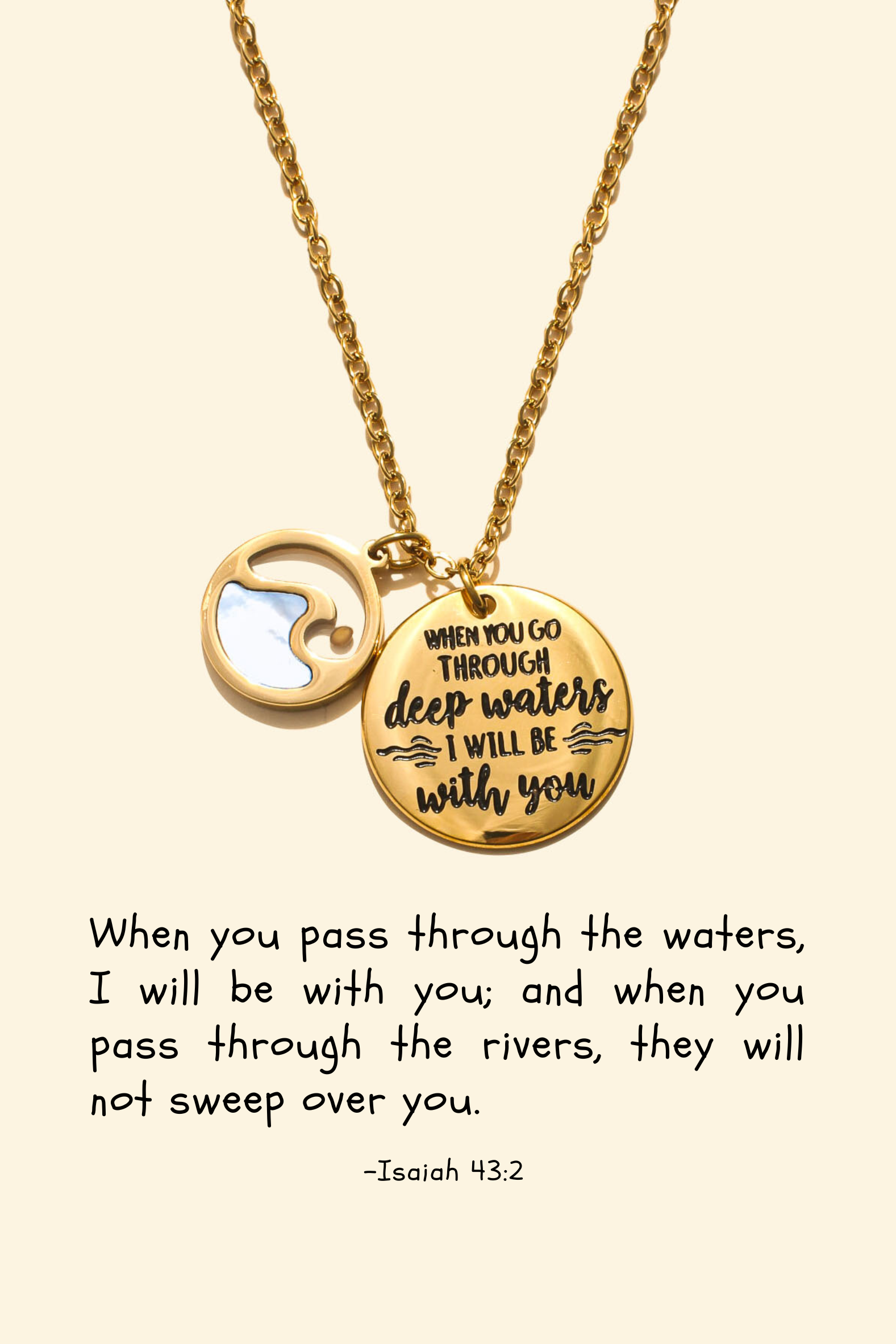 Isaiah 43:2 - Deep Waters Wave Necklace