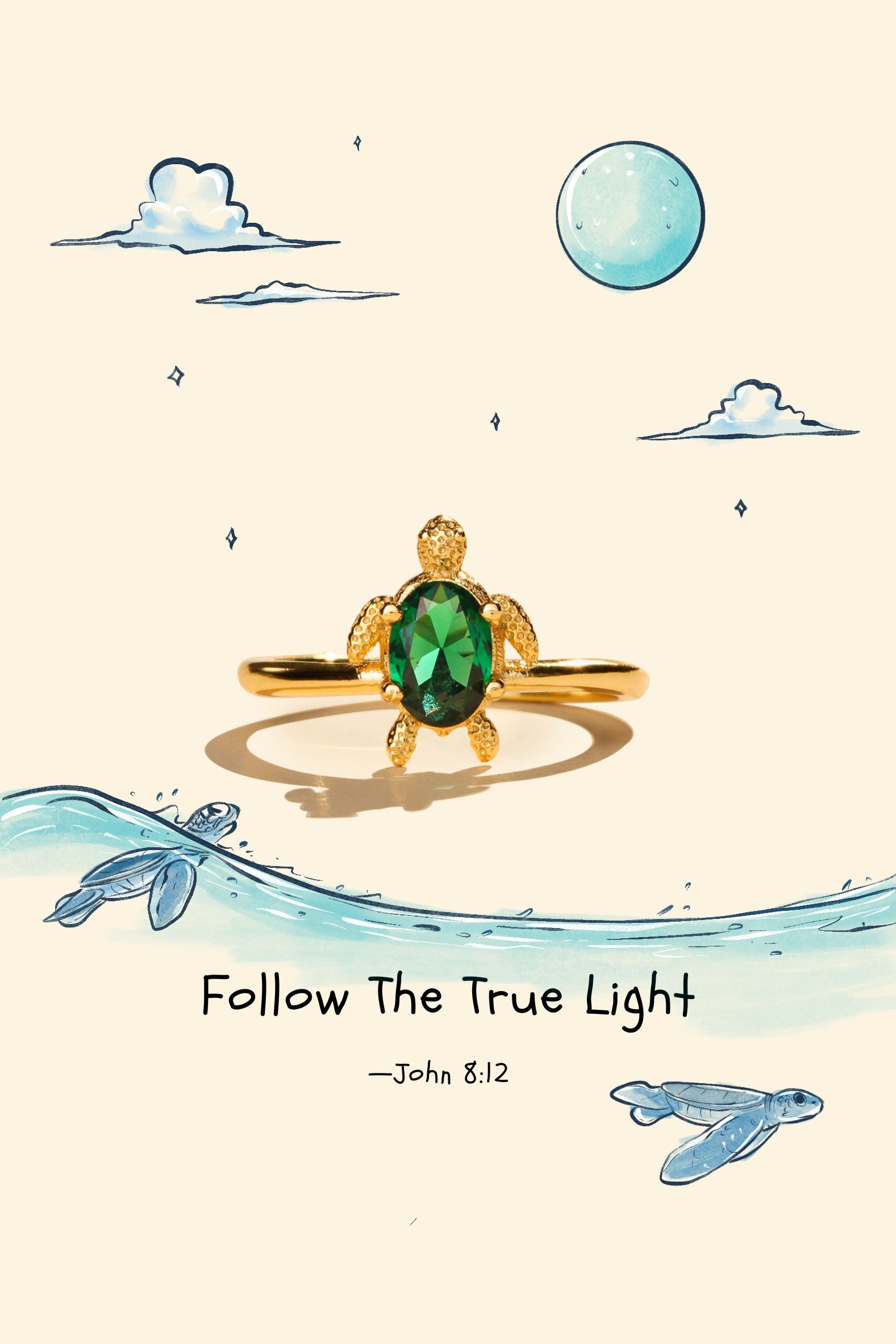 Follow The True Light - Sea Turtle Ring