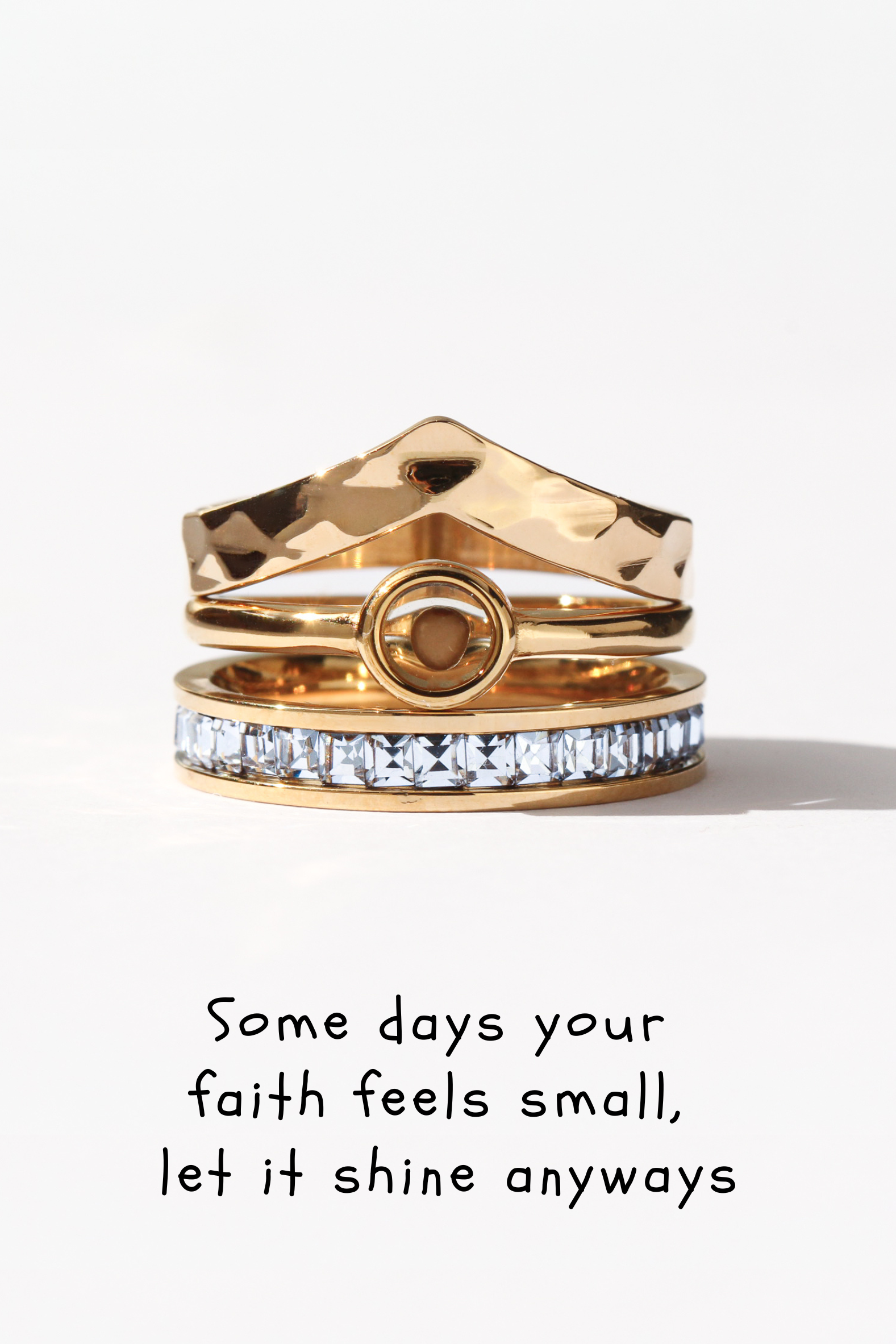 Studded Chevron Mountain - 3 Ring Stack