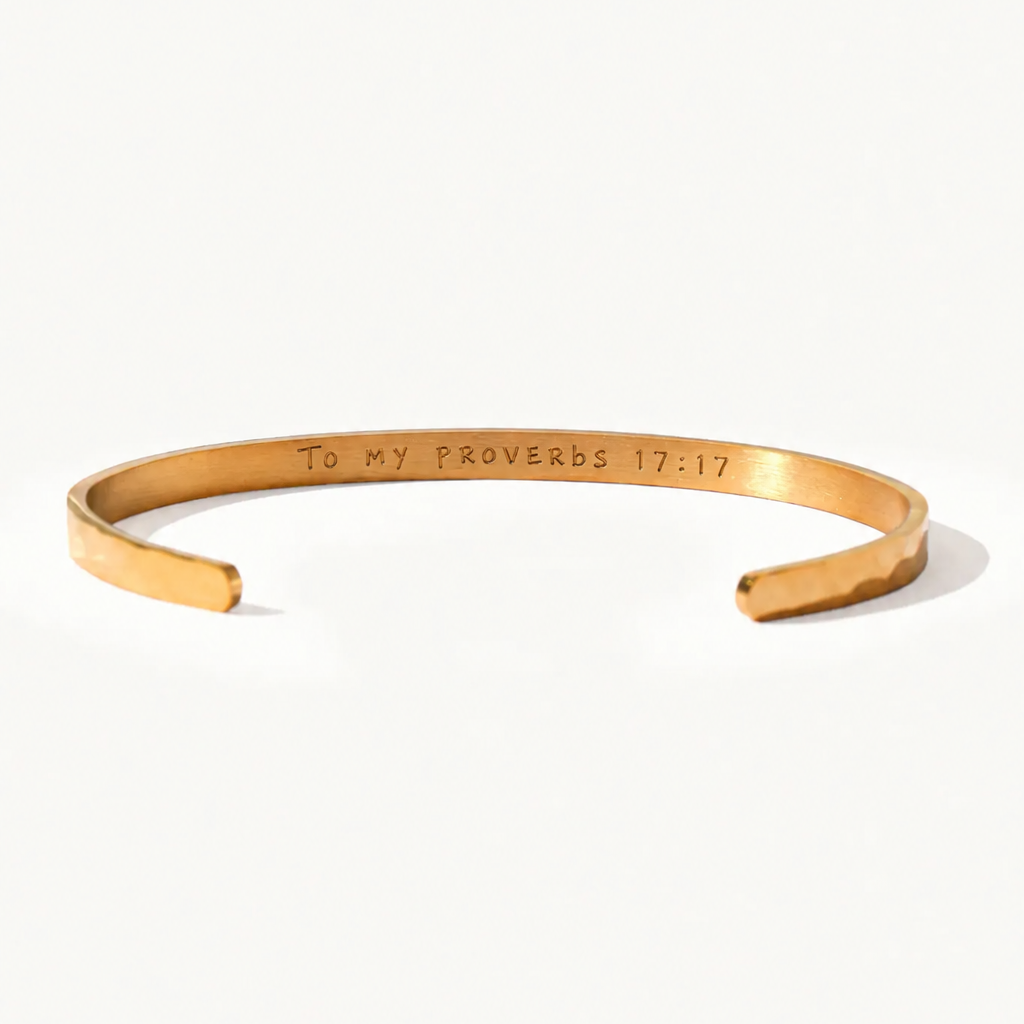 To My Proverbs 17:17 - Hammered Bangle
