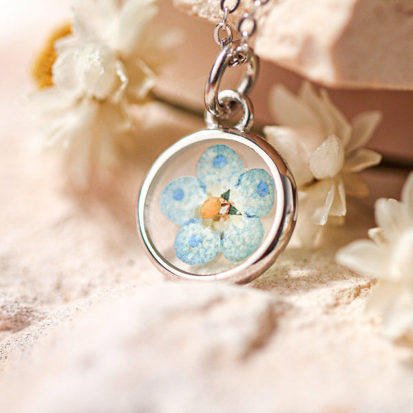 Flower Mustard Seed Necklace - Sterling Silver