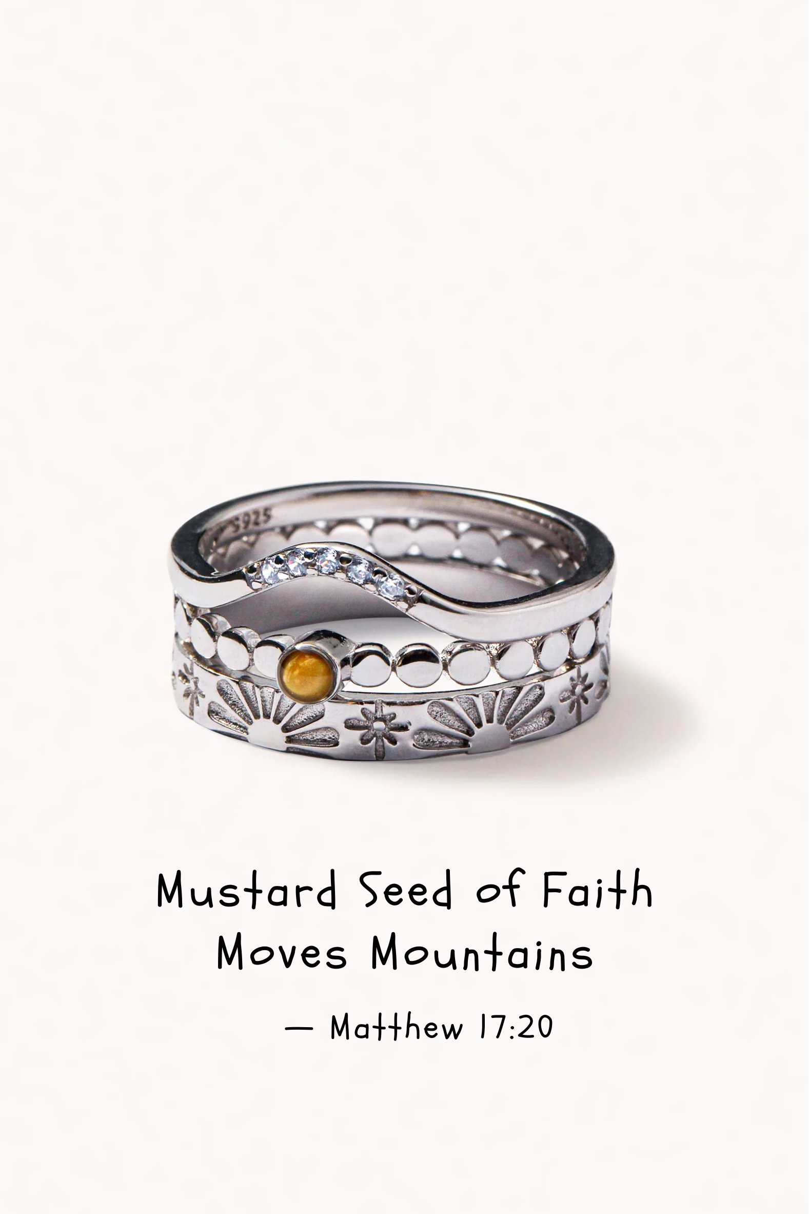 Faith Moves Mountains - 3 Ring Stack (Curve)