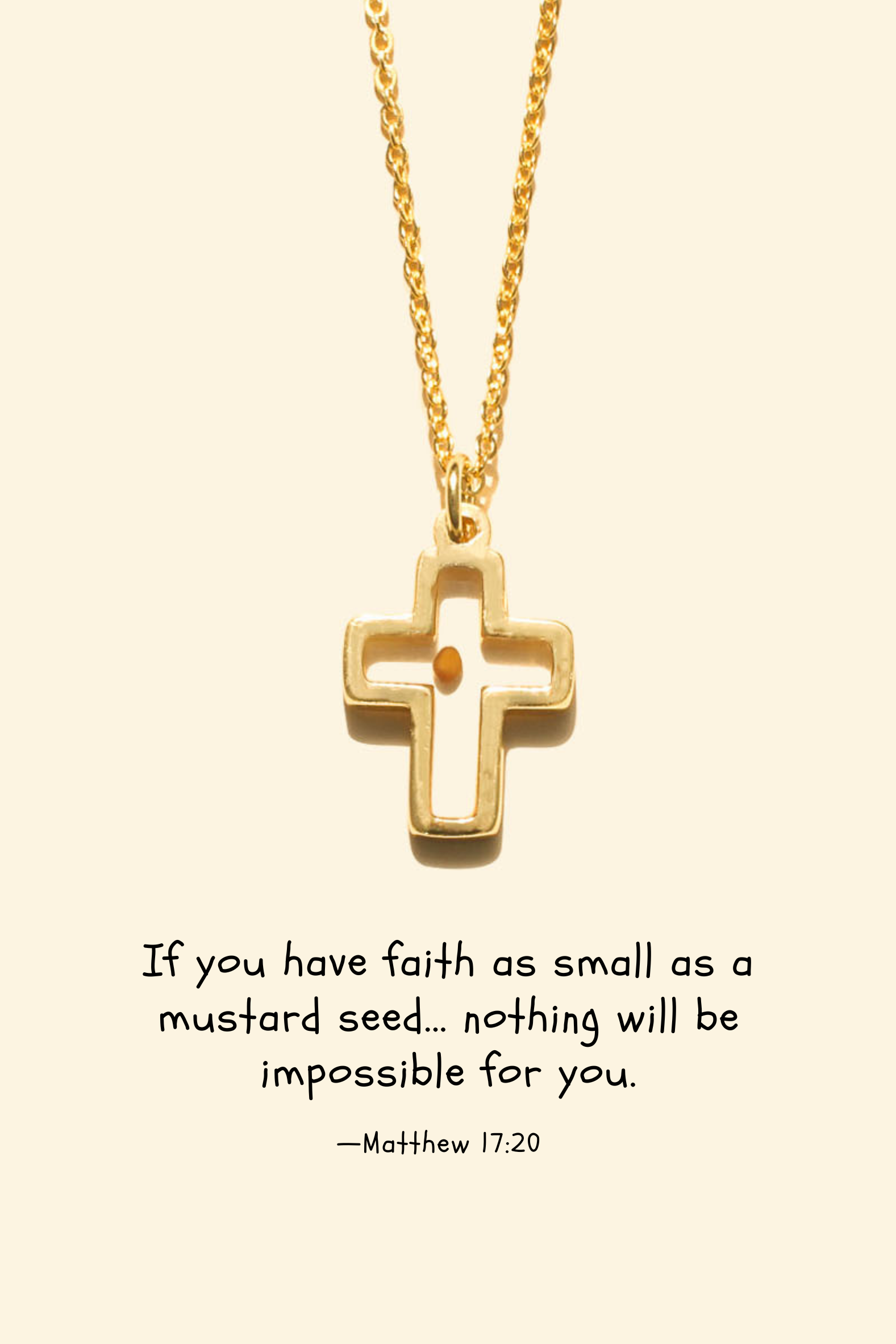 Cross Mustard Seed - Necklace