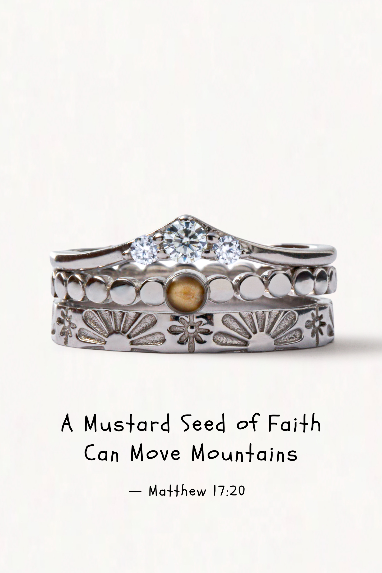 Studded Sterling Mountains - 3 Ring Stack