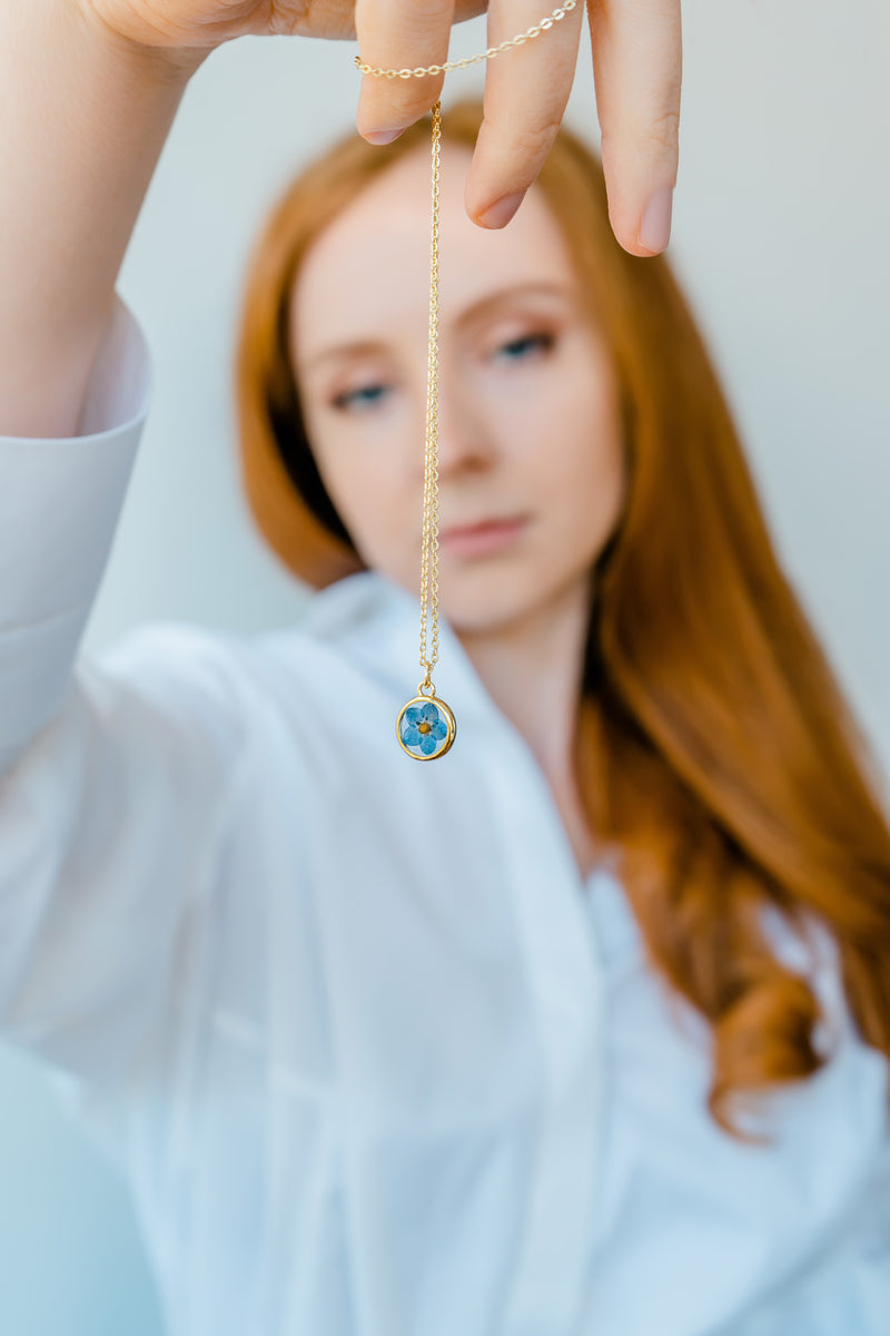 Flower Mustard Seed Necklace - Sterling Silver