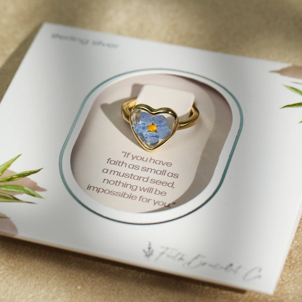 Flower Heart Ring - Sterling Silver