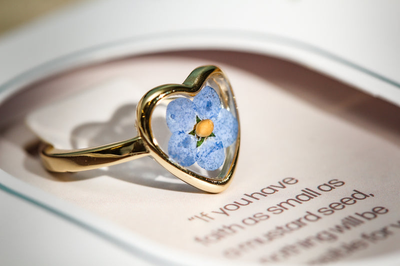 Flower Heart Ring - Sterling Silver