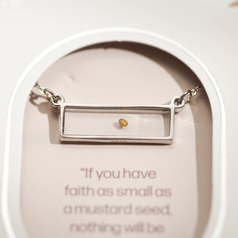 Mustard Seed Bar Necklace - Sterling Silver