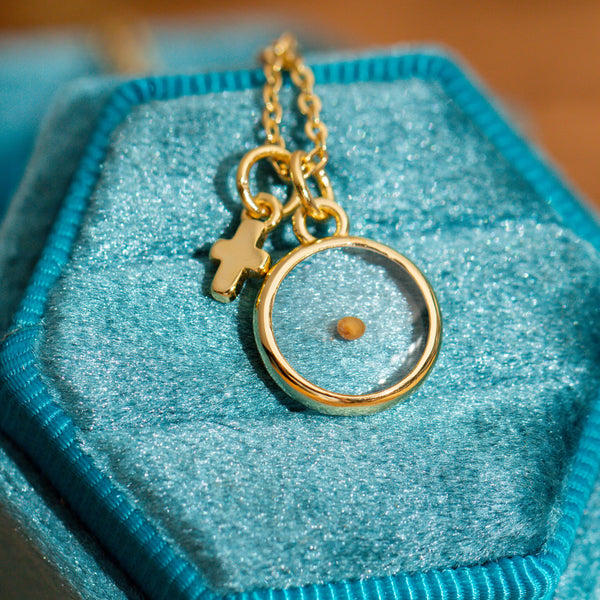 Dainty mustard seed necklace - Sterling Silver