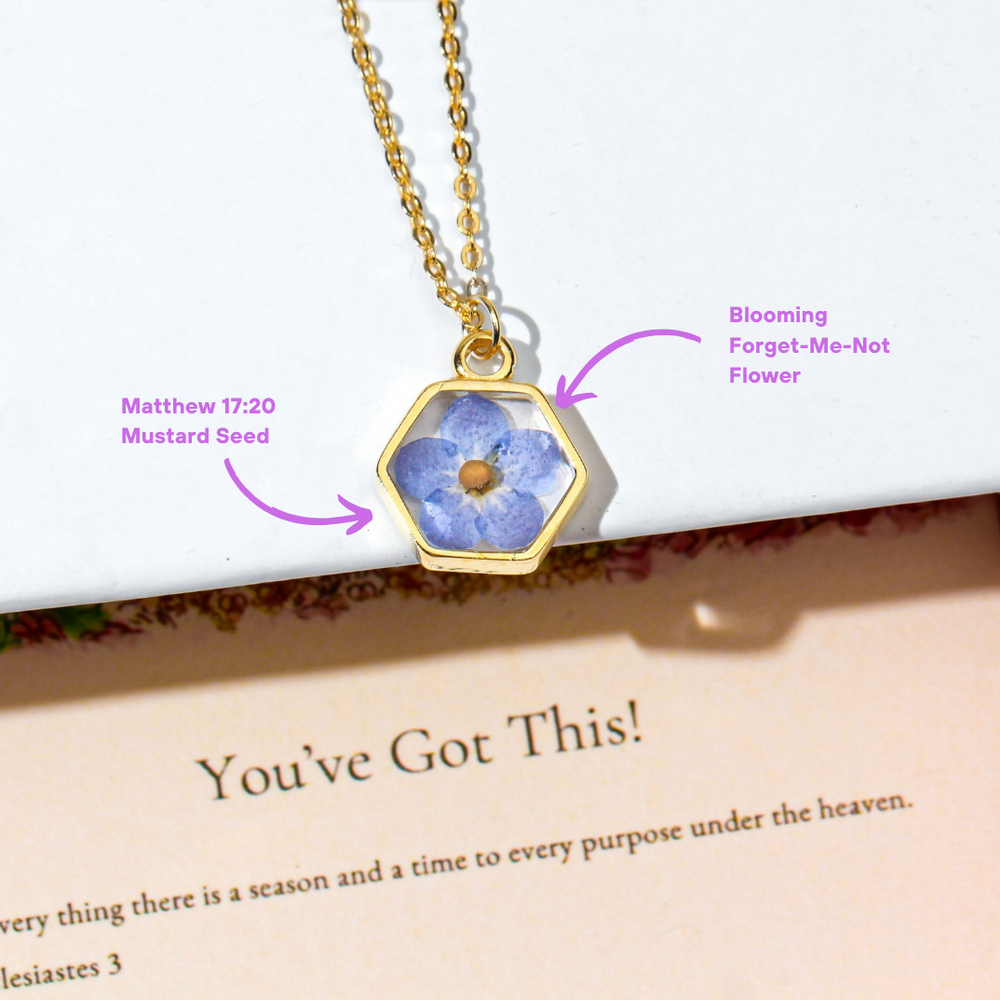 Forget Me Not Flower Necklace faithbraceletco
