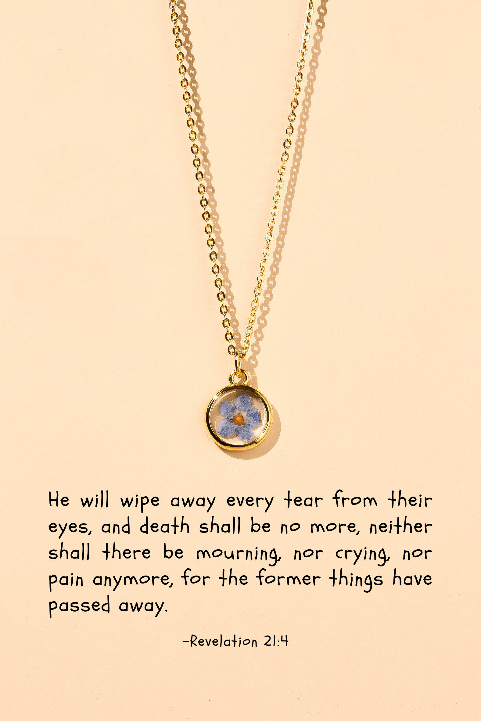 Forget Me Not Flower - Circle Necklace