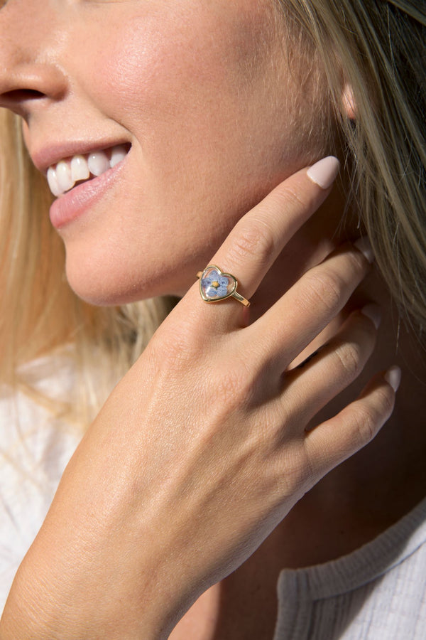 Flower Heart Ring - Sterling Silver