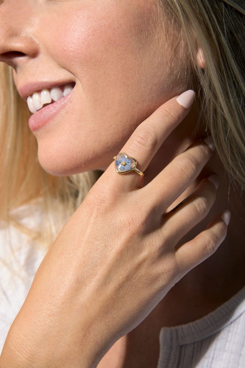 Flower Heart Ring - Sterling Silver