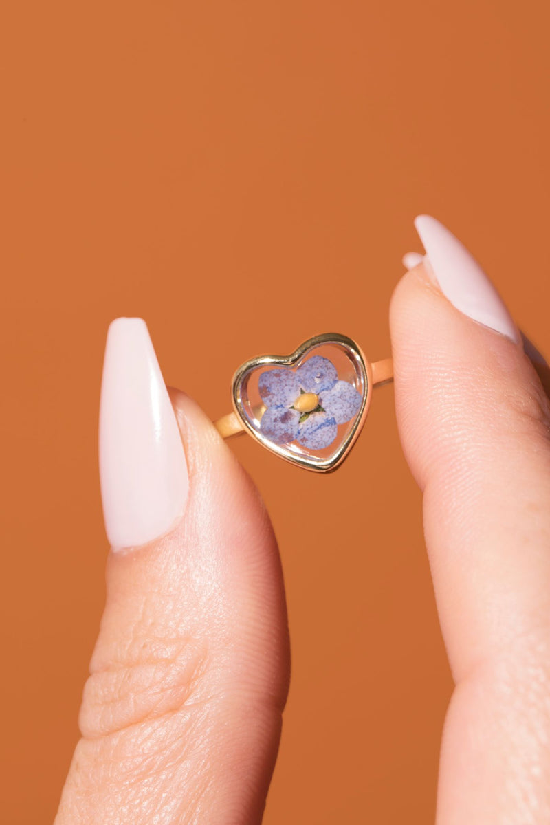 Flower Heart Ring - Sterling Silver