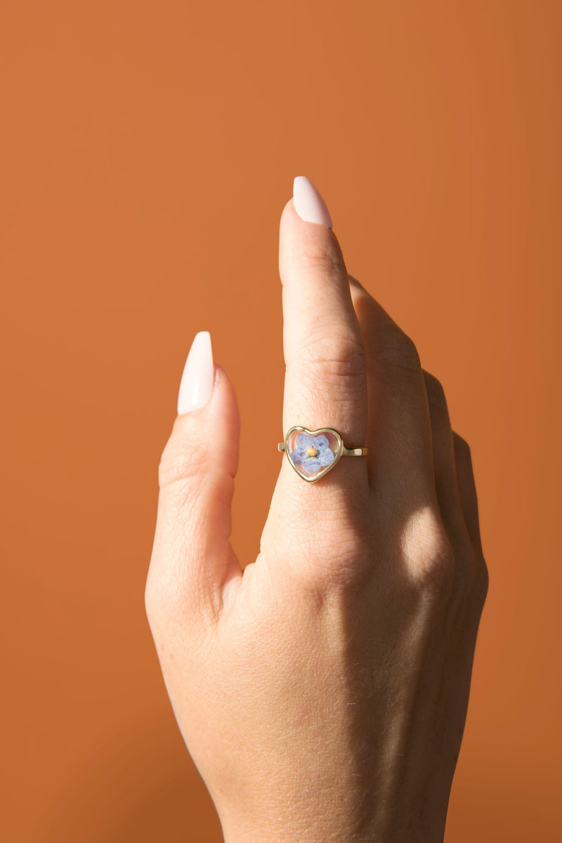 Flower Heart Ring - Sterling Silver