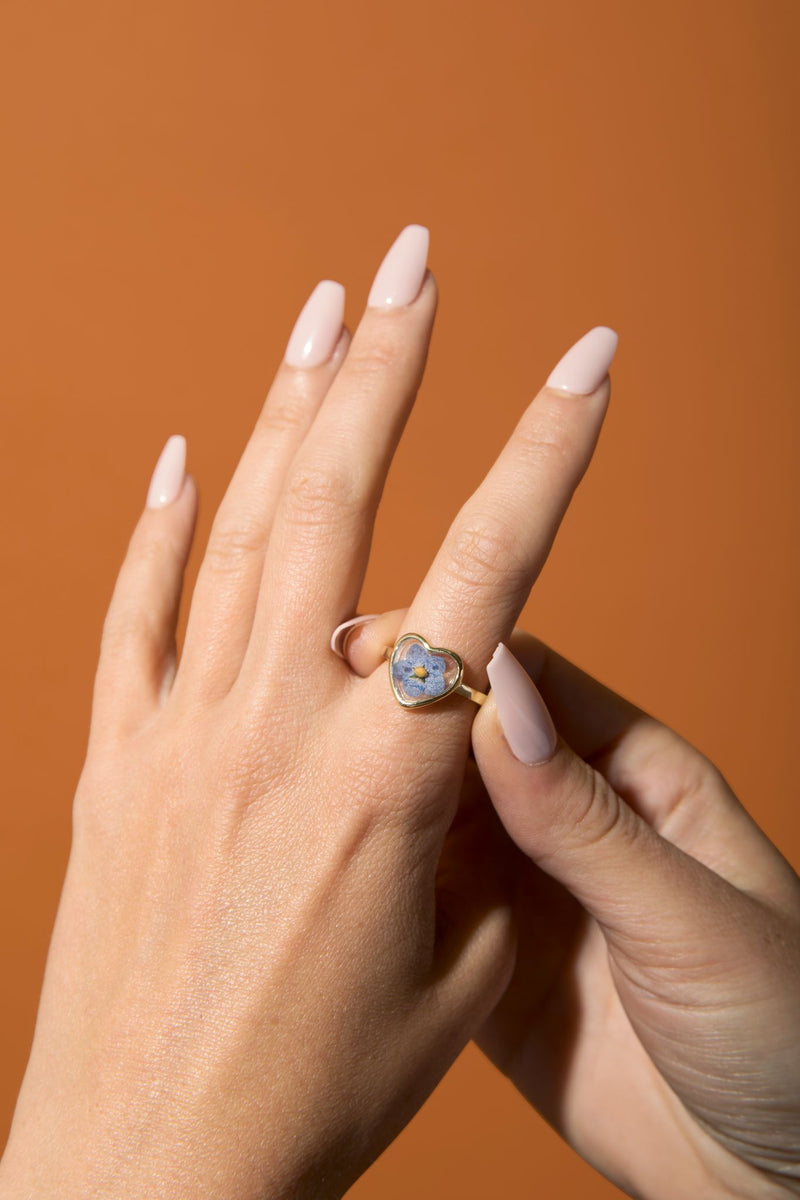 Flower Heart Ring - Sterling Silver