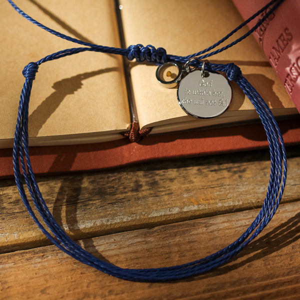 God is within her - Blue String Bracelet