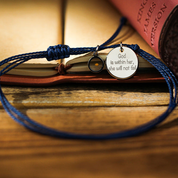 God is within her - Blue String Bracelet