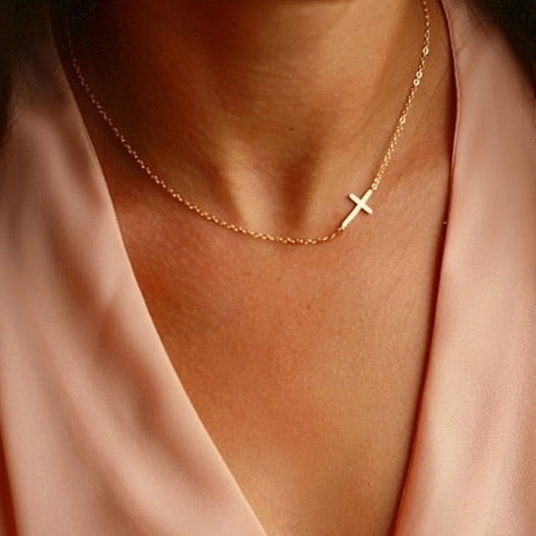 Rotnso Cross Necklace for Women 14K Gold Plated Cross Choker Dainty Sideways  Cross Pendant Necklaces Layered Double Gold Chain Beaded Simple Necklace  Everyday Jewelry Gifts for Girls Kids Best Friends : Amazon.ca: